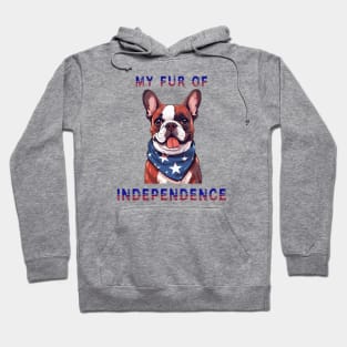 French Bulldog Funny USA Flag 4th of July Fur Of Independence Hoodie